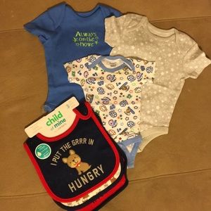 Baby boy onesies and bibs lot 0-3 months